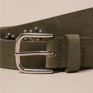 Lucky Brand Olive Suede Heart studded belt size large.